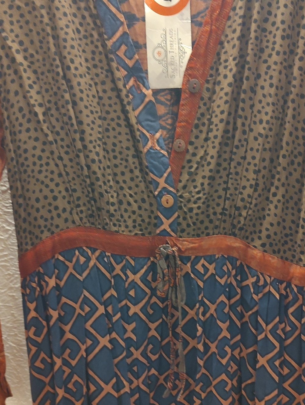 Sacred Threads Rust and Navy Geometric Maxi Dress - Picture 3 of 5